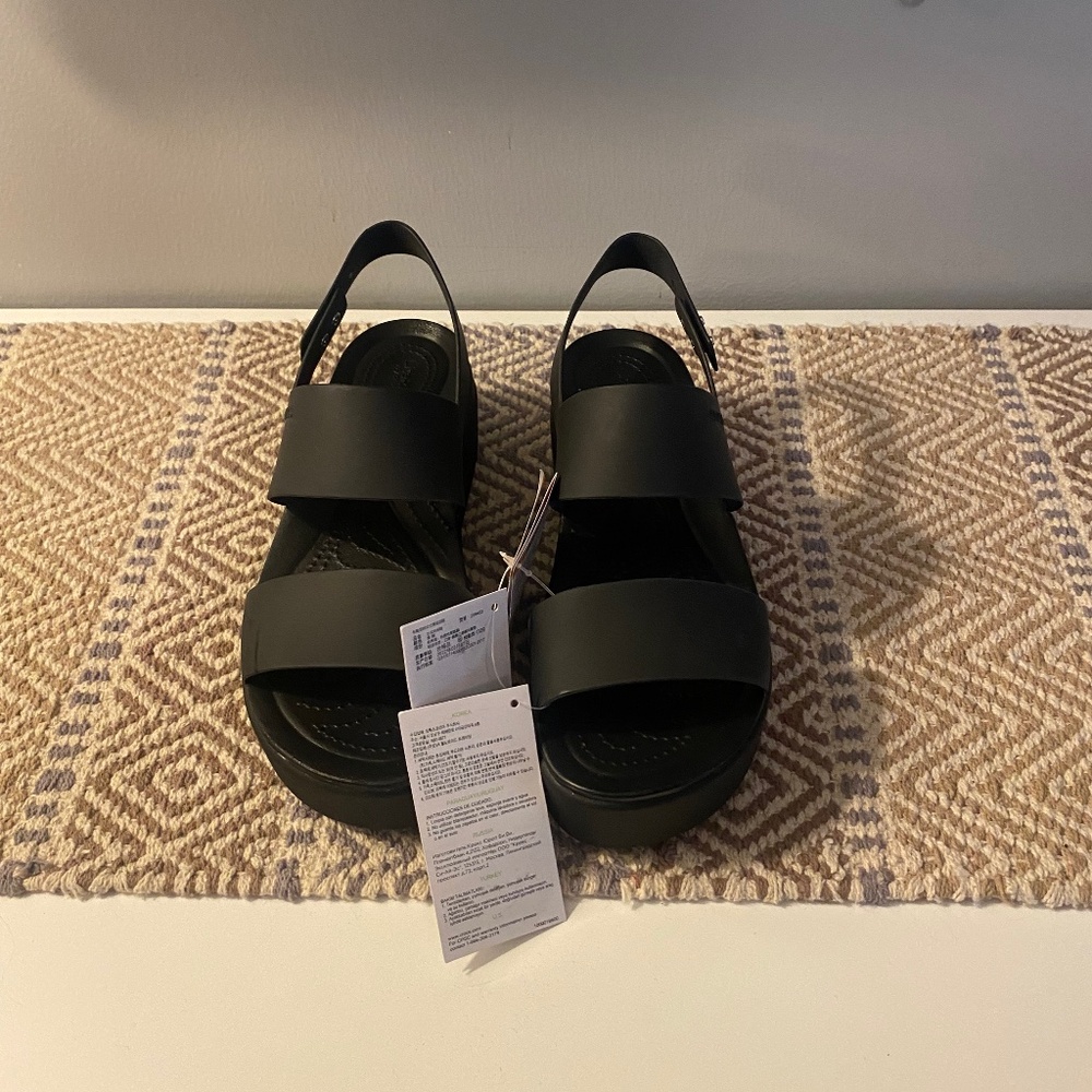 New black platform croc sandals